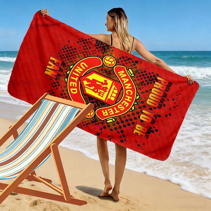 Пляжное полотенце с принтом Manchester United F, большое, мягкое, быстросохнущее, для пляжа, кемпинга, плавания
