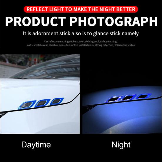 6 шт. автомобильная светоотражающая лента против царапин из углеродного волокна 3D автомобильная предупреждающая наклейка лента пленка