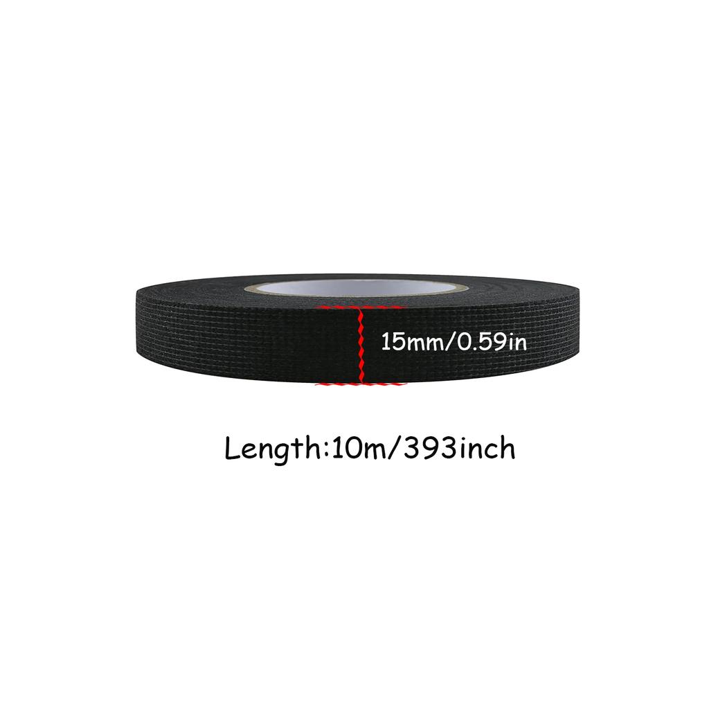 10/15M 9/15/19/25mm Heat-resistant Adhesive Cloth Fabric Tape For Automotive Cable Tape Harness Wiring Loom Electrical Heat Tape