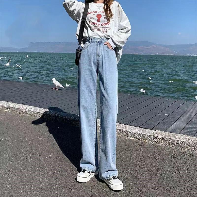 Women's Summer 2024 High-Waist White Wide-Leg Jeans