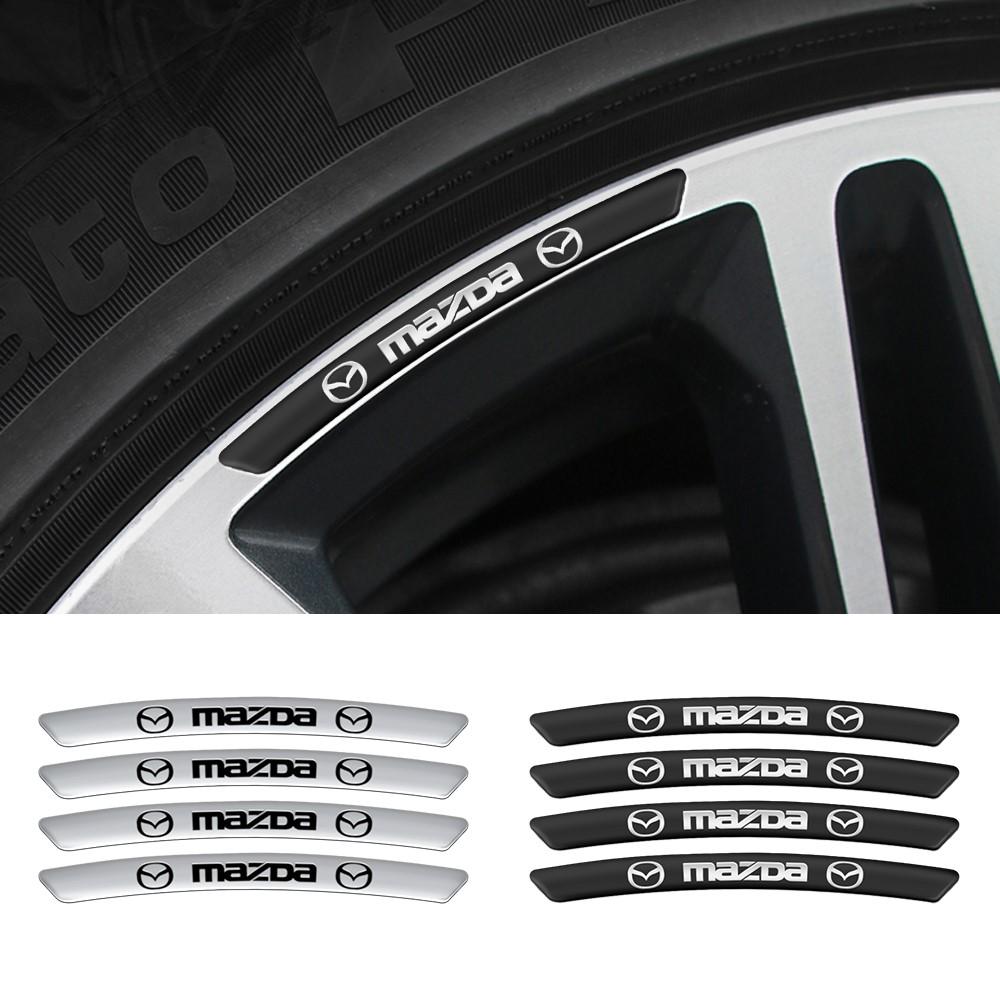 4pcs Aluminum Car Badge Wheel Hub Stickers Auto Rims Decoration Decal For Mazda Speed Demio Axela MS 3 5 6 BK CX-5 CX-3 CX7 CX-7