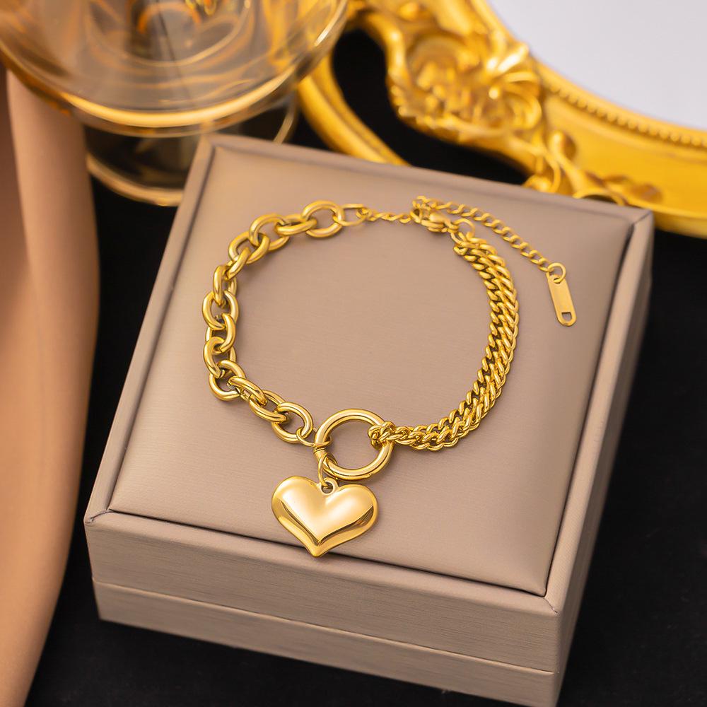 18K Gold Titanium Steel Bracelet - Women's Japanese Korean Fashion, Light Luxury, Non-Fading Jewelry