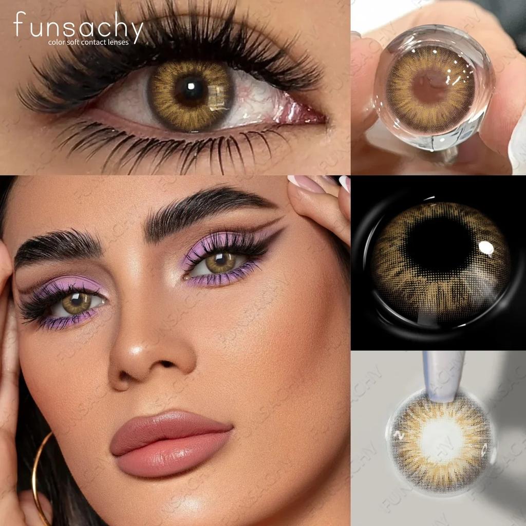 FUNSACHY New Colored Contact Lenses for Eyes 1Pair Brown Natural Eye Lenses Cosmetic Beauty Pupils Yearly Y2K Blue Eye Contacts