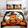 3pcs Moon Orange Cat Pumpkin Halloween Print Cover Set Ultra Soft, Breathable, and Comfortable Bedding with Stylish Design for Bedroom and Guest