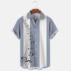 Summer Men's Shirt Hawaii Short Sleeved T-shirt Music Note Print Boys and Girls Beach Travel Top Casual Clothing