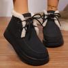 Модные Ретро Флисовые Толстые Теплые Ботильоны Женские На Шнуровке Платформа Снежные Ботинки Женские Зимние Из ПУ Кожи Короткие Плюшевые Ботильоны Женские