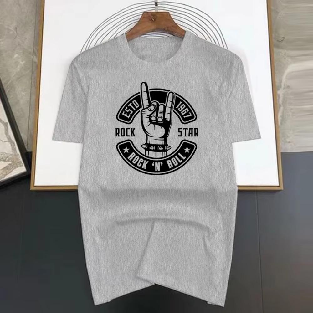 Rock Star Print Men T Shirts Korean Fashion Summer TShirt Casual Clothing Harajuku Short Sleeve Tops Tees Men's