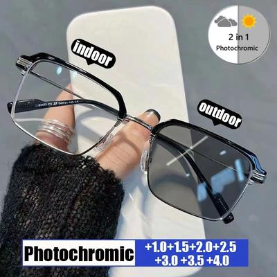 Роскошные Фотохромные Очки для Чтения для Мужчин Женщин Пресбиопия Очки Меняющие Цвет На +4 0 Умная Защита от УФ