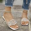 New 2025 Summer Flat Heel Rhinestone Ladies Shoes Women Rhinestones Sandals High Quality Outdoor Beach Slides Slippers