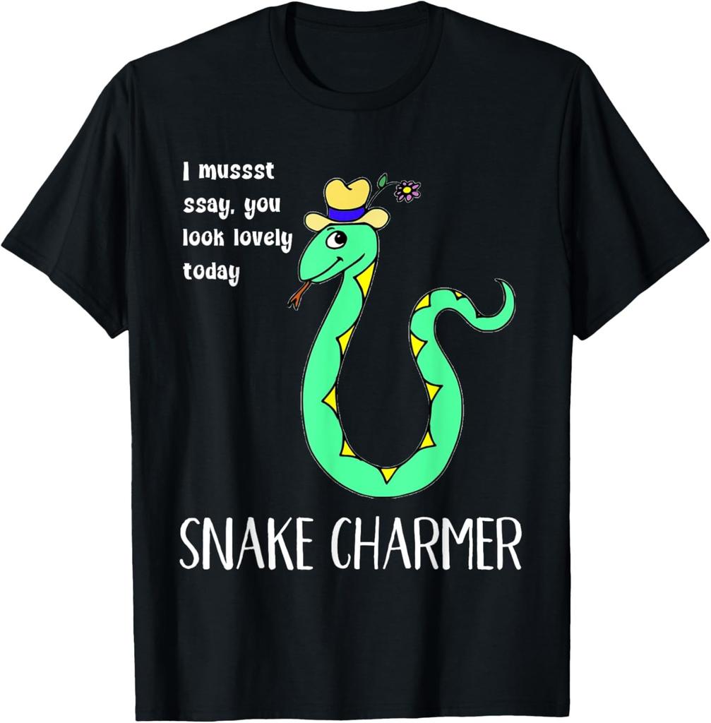 Snake Charmer Funny Herpetology Joke Owner Lover Humor Quote T-Shirt