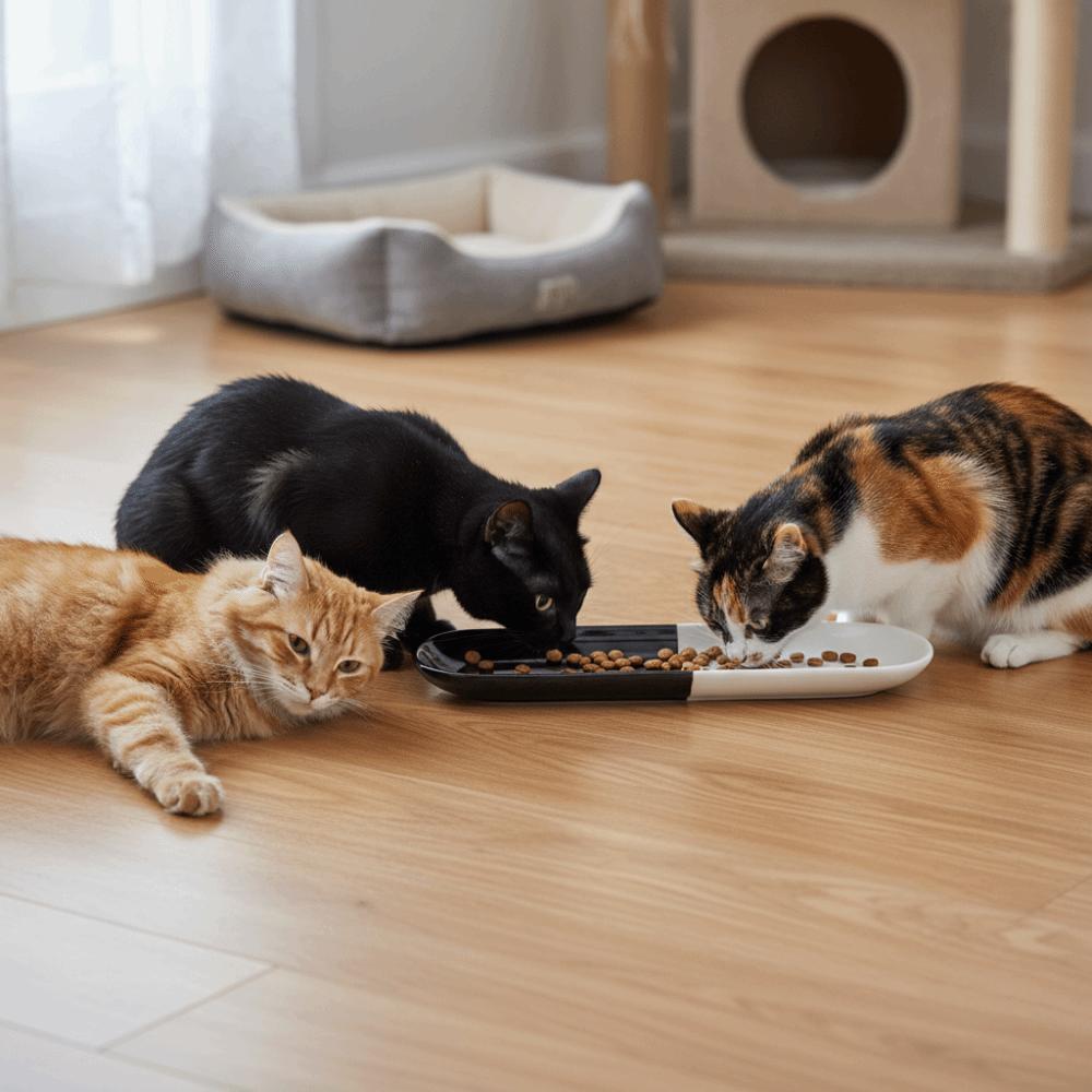 Ceramic Multi-Cat Shared Eating Bowl Anti Tipping Cats Feeder Basin for Kitten/Puppy/Bunny