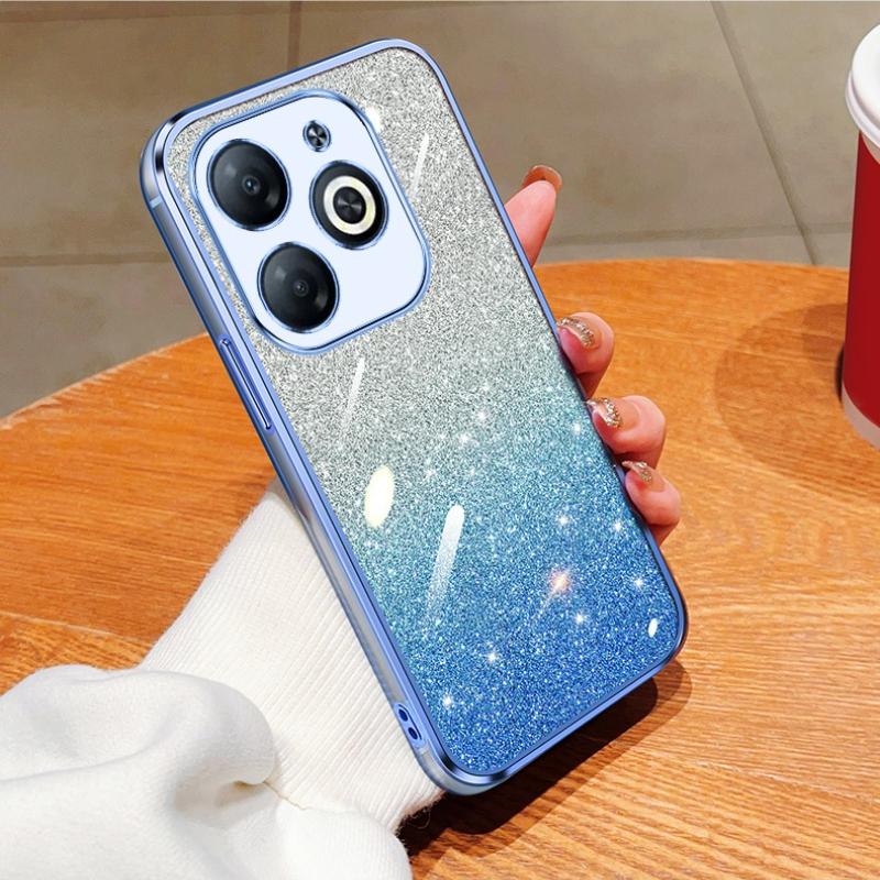 KEYSION Роскошный чехол-бампер с покрытием и блестками для TECNO Spark Go 2024 20 20C Прозрачный мягкий TPU ударопрочный чехол для Tecno Pop 8