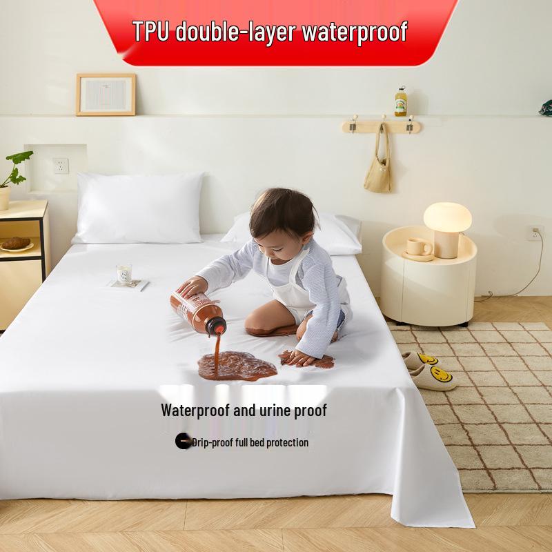 Waterproof Machine-Washable Bed Sheet for Children and Elderly - Anti-Incontinence Urine Pad, Soft Napped White Bedspread, Single Piece.
