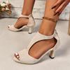 Женские босоножки на каблуке Новые Простые Задняя молния Рыбий носок Высокий каблук Женская обувь Летняя мода Шпилька Женские босоножки