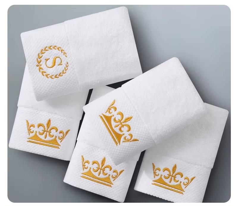 5 Star Hotel Face Hand Bath Hotel Towel Set 100% Cotton White Custom logo Bathroom Linen Hotel Hand Towels
