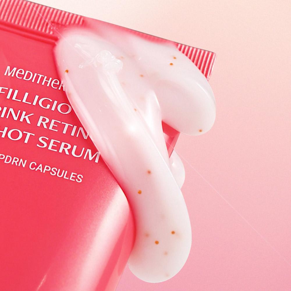 Meditherapy Filligio Pink Retinol Shot Serum 30mL – Volumising Care with 96-Shot Roller, Korean