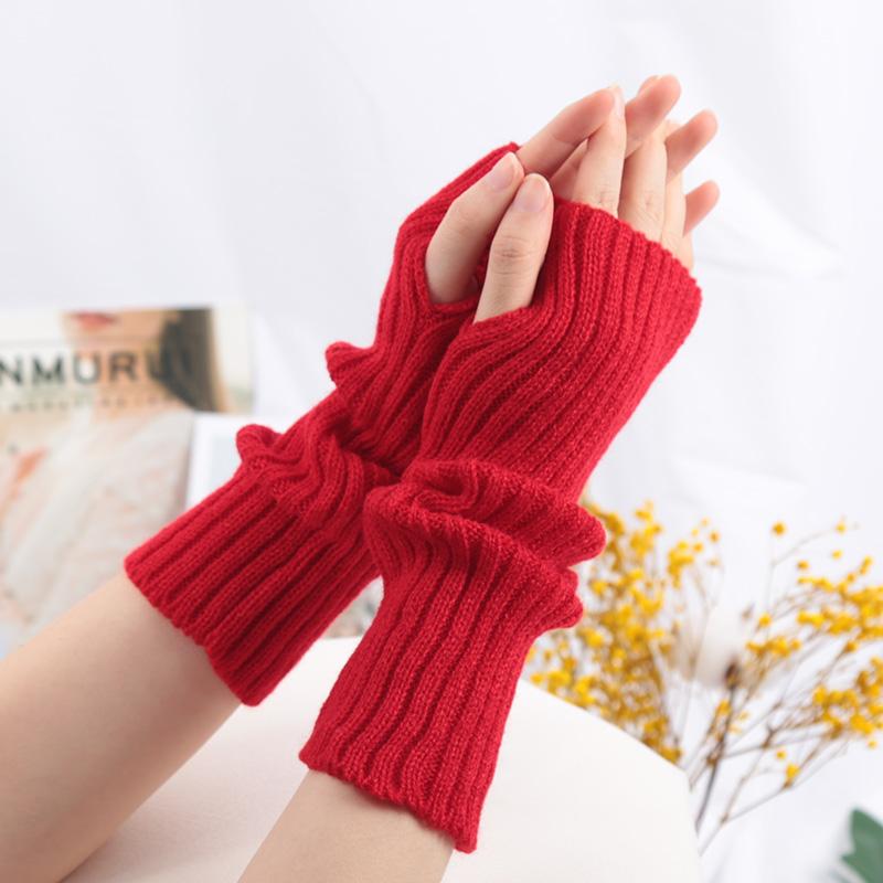 2020Long Fingerless Gloves Women Mitten Winter Arm Warmer Kawaii Knitted Sleeve Soft Girls Anime Clothes Punk Gothic Lolita Gloves