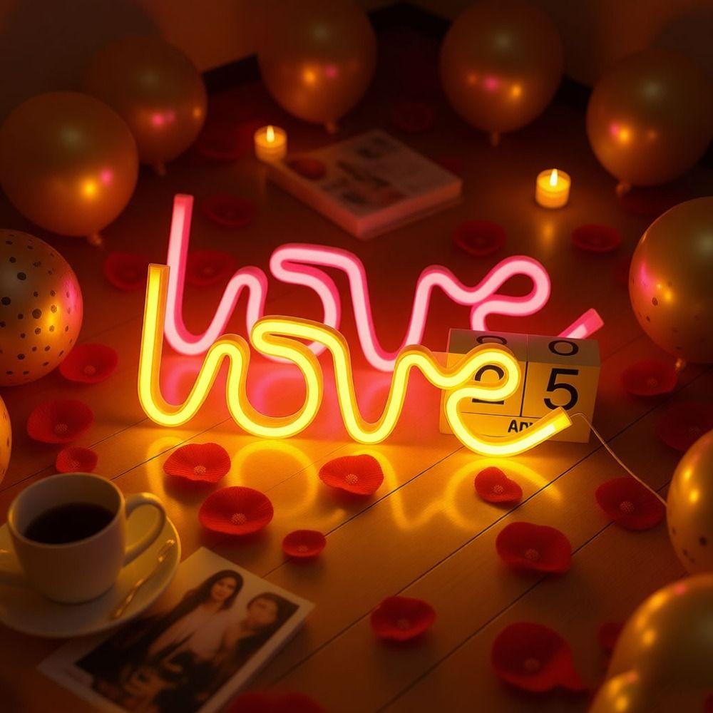 LED Atmosphere Light Love Shape Light Battery Powered Wall Lamp  Valentine's Day Gifts