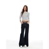 Shiyiyue American-Style Denim Blue Double-Button Loose Jeans for Women, Autumn Drape Narrow-Leg Casual Floor-Length Flared Pants