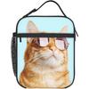 Sunglasses Cat Thermal Lunch Box Insulated Lunch Bags for Women Men Girls Boys Detachable Handle Lunch Box Meal Tote Bag