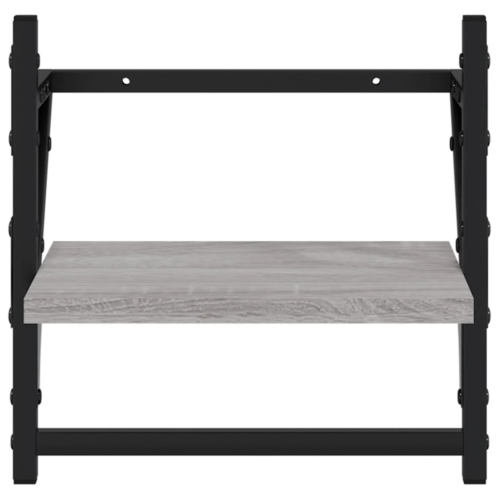 4 Piece Wall Shelf Set with Rods Grey Sonoma Engineered Wood