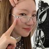 1/2Pcs Punk Oval Shades Rhinestone Glasses Women Men Exaggerated Y2K Retro Eyewear Stainless Steel Oval Metal Frame Eyeglasses