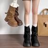 Короткие ботильоны на толстой подошве, увеличивающие рост, ботинки в стиле Мартин, осенние новые, ретро, на толстом каблуке, коричневые, многослойные ботинки