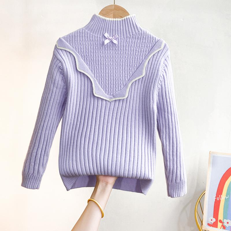 Girls' Knitted Base Sweater Winter Top Sweater Warm Children's Winter Clothes