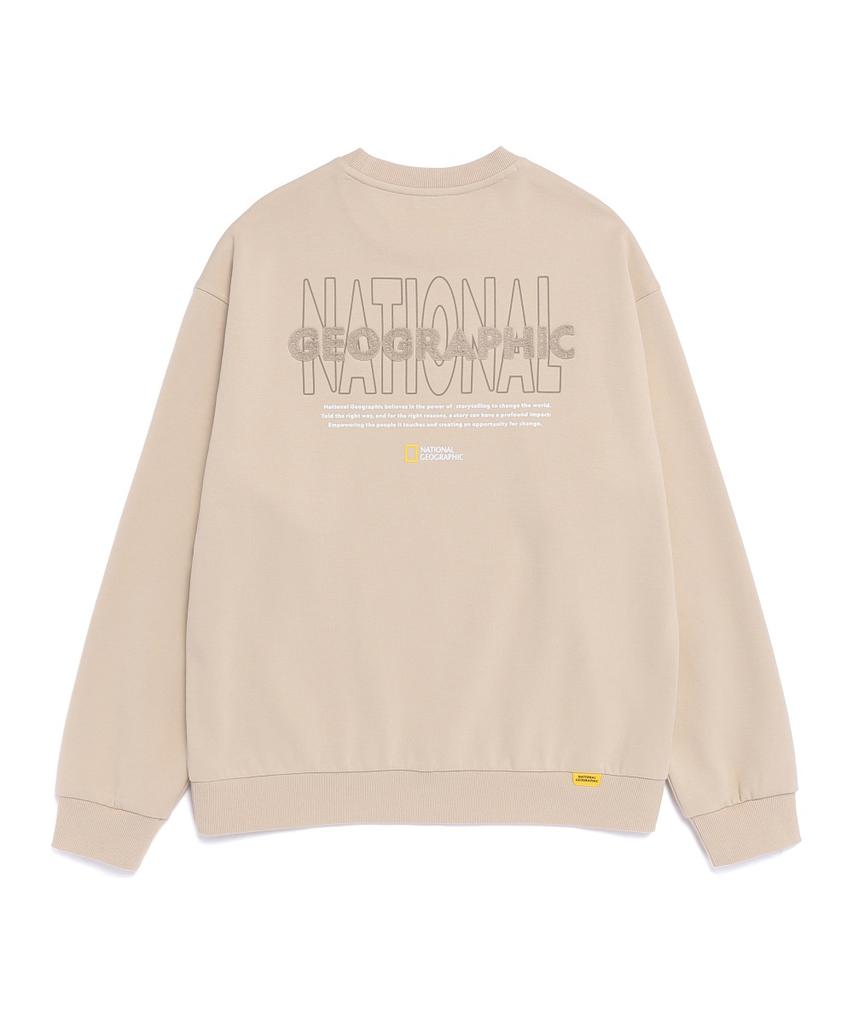NATIONALGEOGRAPHIC N261Usw920 Lontara Lettering Graphic Semi-Oversized Sweatshirt L/Beige