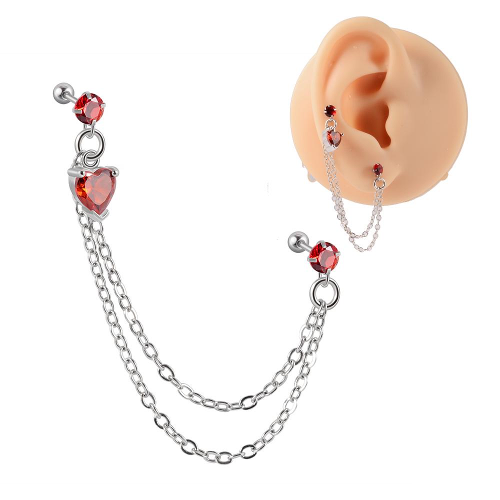 1PC Surgical Steel CZ Gem Ear Tragus Cartilage Piercing Zircon Dangle Chain Earring Conch Ear Stud Helix Piercing Body Jewelry 4