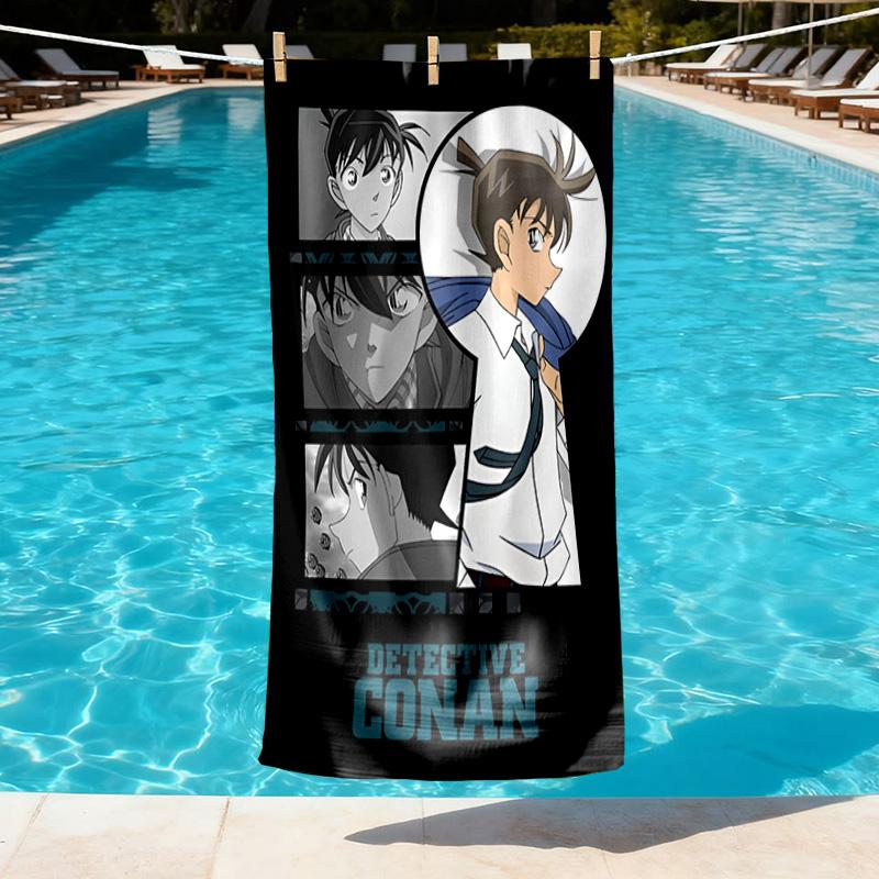 Detective Conan Print Beach Towel Design, Soft, Lightweight. for Home Bathroom, Spa, Pool, Yoga, Surfing, Camping, Gift for Family, Friend