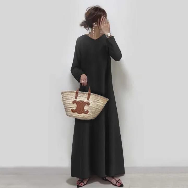 Осеннее плиссированное платье 2022 года с V-образным вырезом и длинными рукавами в японском и корейском стиле