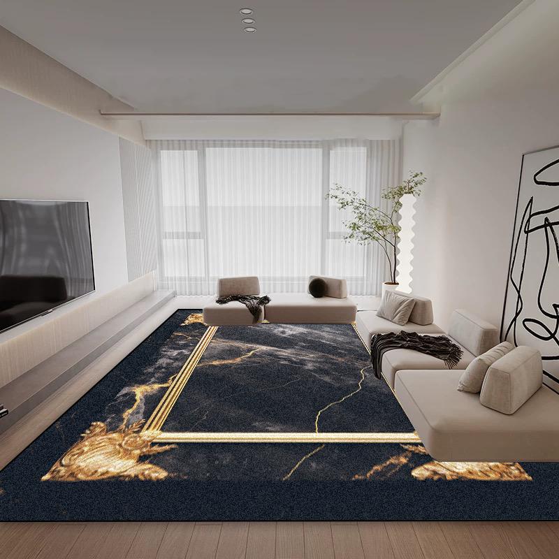 Living Room Light Luxury Carpet Black Gold Decoration Nordic Style Sofa Area Rugs 200x300cm Bedroom Lounge Non-slip Floor Mat