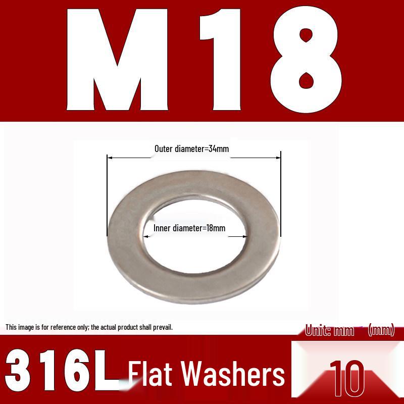 Плоская шайба/прокладка из нержавеющей стали 316 для размеров M4-M30