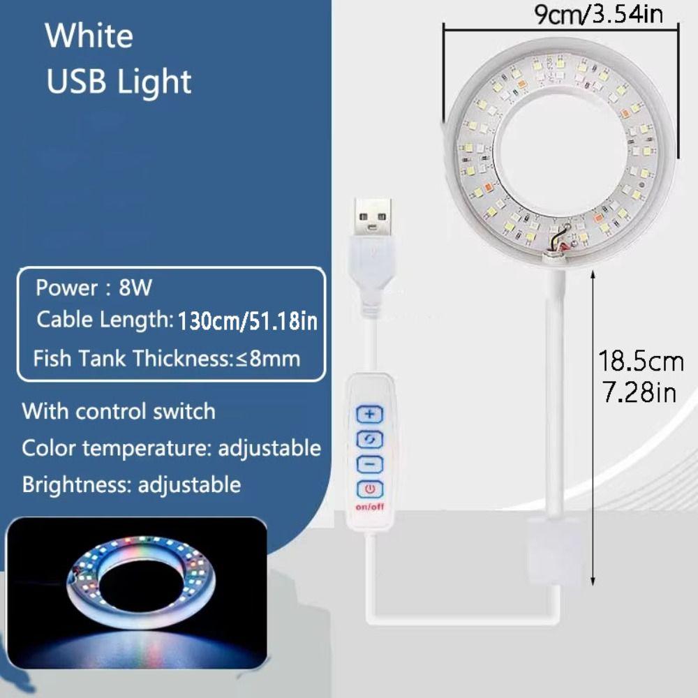 USB-разъем для аквариума, светодиодная лампа для рыб, зажим для освещения аквариума, для роста растений
