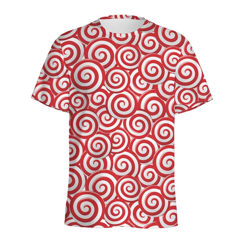 Colorful Lollipop Graphic T-shirt Summer Round Neck Short Sleeves 3D Printed Candy Tee Shirts Casual Oversized T Shirt
