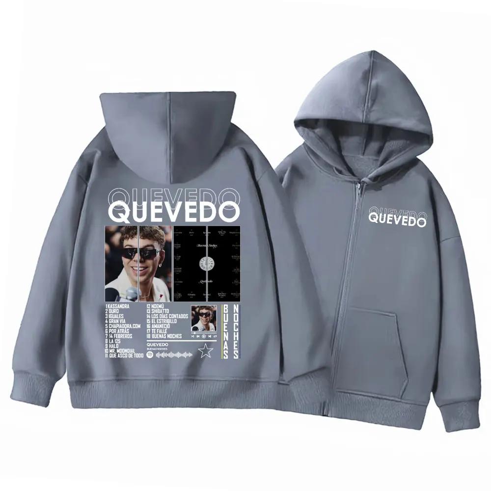 Rapper QUEVEDO Buenas Noches Merch Hoodies Men Women Clothing Fashion Hip Hop Pullovers High Quality Fleece Hooded Sweatshirts