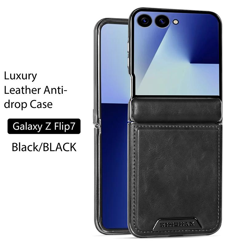 Роскошный деловой магнитный кожаный чехол для телефона Samsung Z flip 7 6 5 Защита центральной оси Ударопрочный Для Magsafe Тонкий чехол