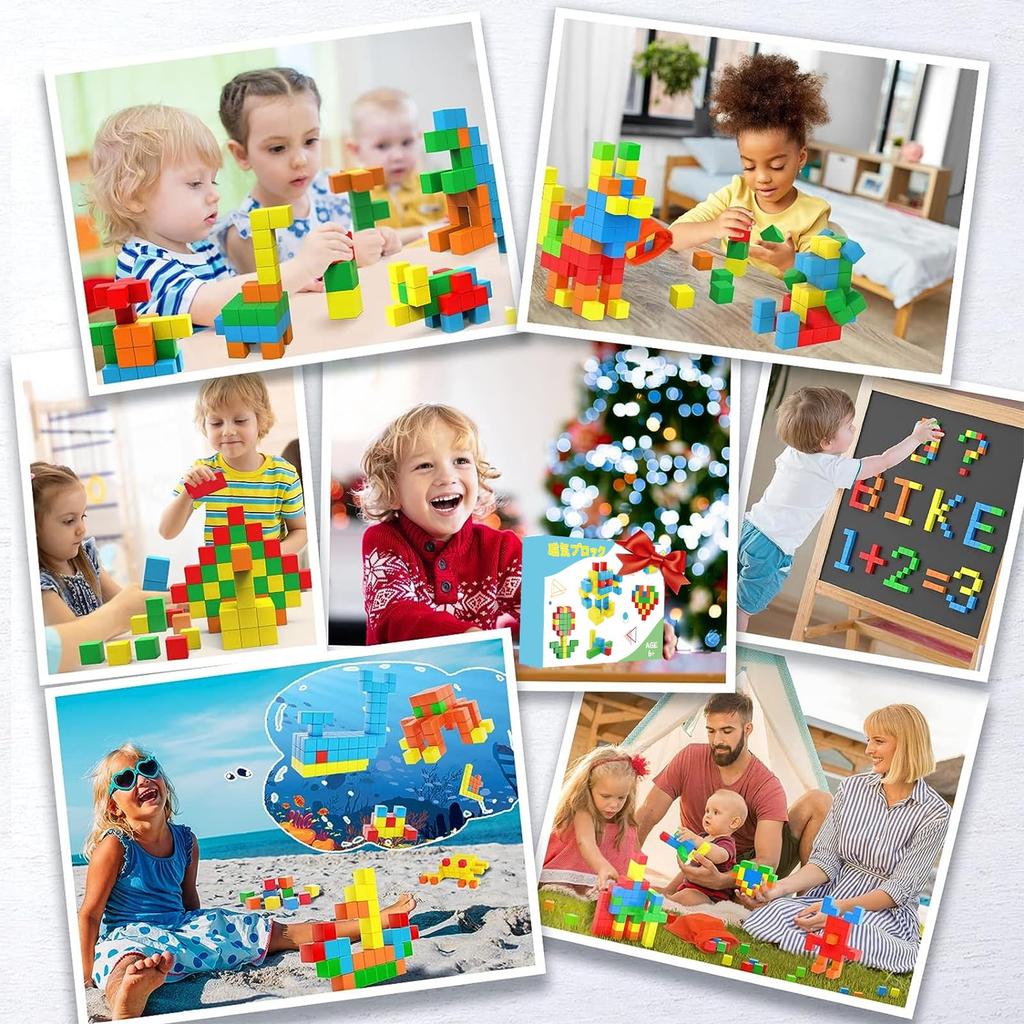 AMYCOOL Magnetic Puzzle, 64 Magnetic Blocks, 30mm, 3D Puzzle, Building Blocks, Educational Toy for Boys and Girls, 3D Toy, Shapes, Math, Cubes,