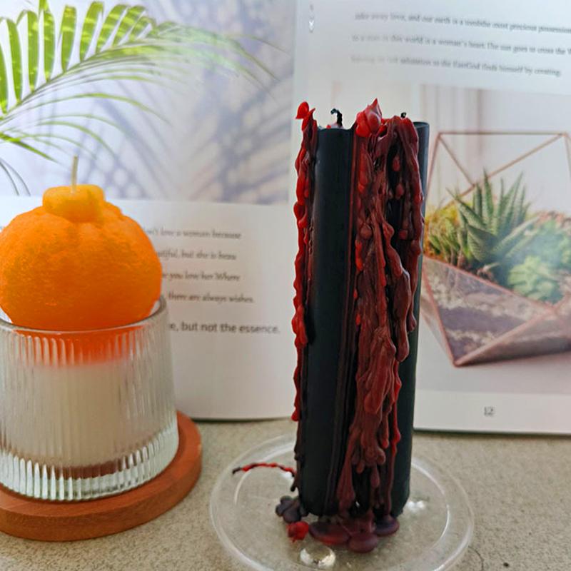 2Pcs Tomb Decoration Long Candle Halloween Candles Smokeless Candles Halloween Decoration Burning Bloody Candle Paraffin Wax