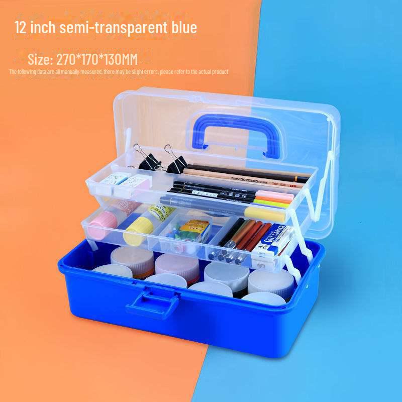 Большая вместимость, 3-слойная прозрачная коробка для хранения художественных инструментов и карандашей