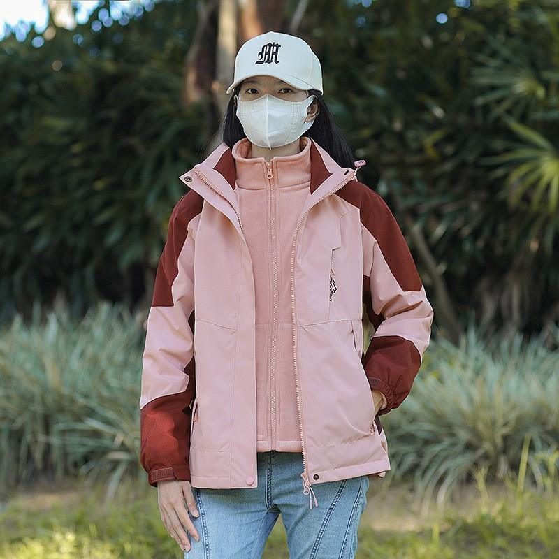 Men Women Winter Outdoor 3-in-1 Hooded Windproof Jacket With Fleece Liner Warm Layered Coat Hiking Camping Daily Wear
