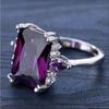 Fashion Purple Rectangular Zirconia with Drop Zirconia Engagement Ring for Women