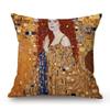 Gold Yellow Klimt Style Elegant Lady Girl Nouveau Art Home Decoration Sofa Throw Pillow Case Cotton Linen Bench Cushion Cover