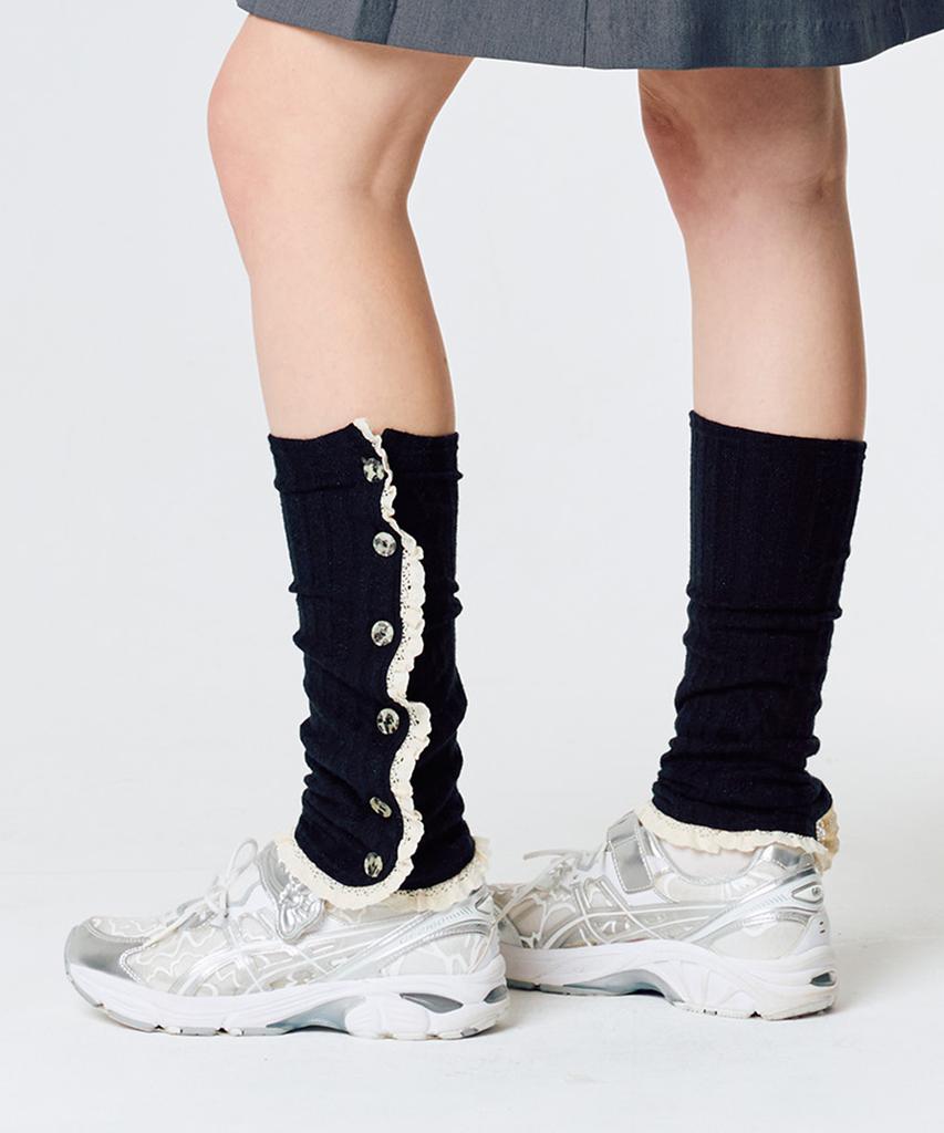 LARTIGENT L15 Кружевной Наколенник-Гетра на Пуговицах (черный)