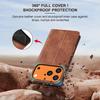 Suitable for iPhone 17 Pro MAX brown PU leather flip phone case wallet with card slot foldable bracket magnetic buckle
