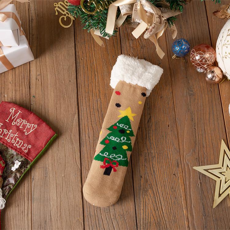 Женские зимние рождественские чулки: Уютные носки до середины икры для снега с бархатом, идеально подходящие для сна дома