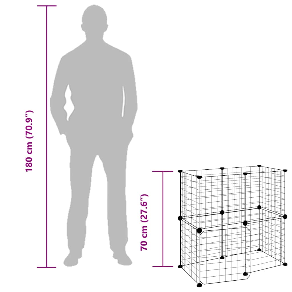 12 Piece Pet Cage with Door Black 35 x 35 cm Steel