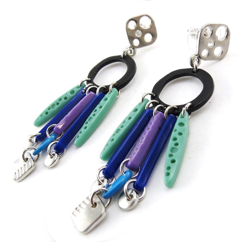 NOA [J3162] — Дизайнерские серьги Pimprenelle сине-фиолетового цвета.