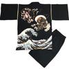 Jinbei Shijira Weave Cool Summer Cotton Printed Original Pattern Wind God Raijin Wave Color Navy 3L [Edo Ten] 100% Мужская